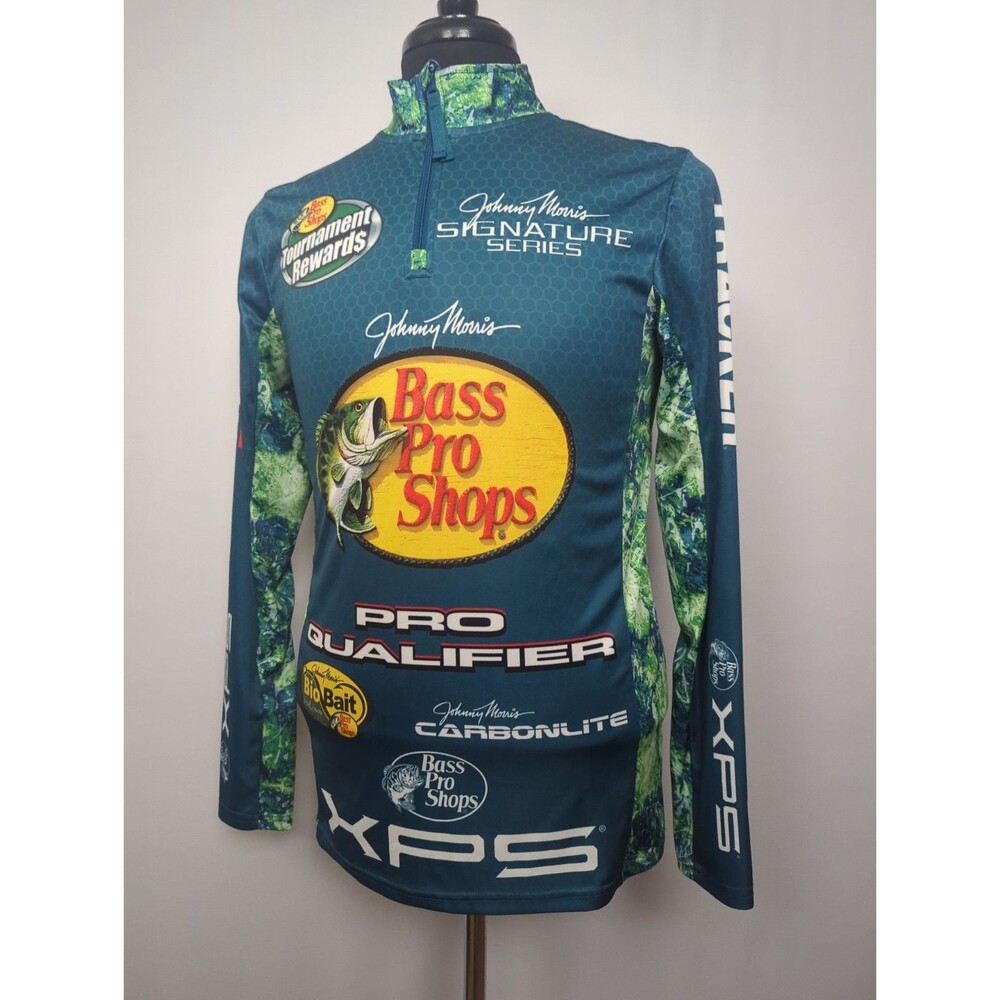Bass Pro Shops Johnny Morris Fishing Shirt Jersey Long Sleeve 1/4 Zip Small